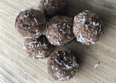 Nut-free Choc-Mint bliss balls