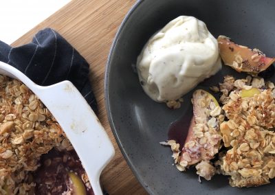 Apple and blueberry crumble