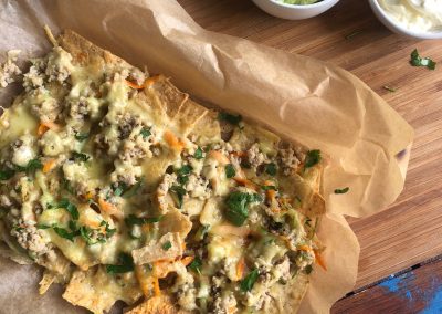 Chicken and veg nachos