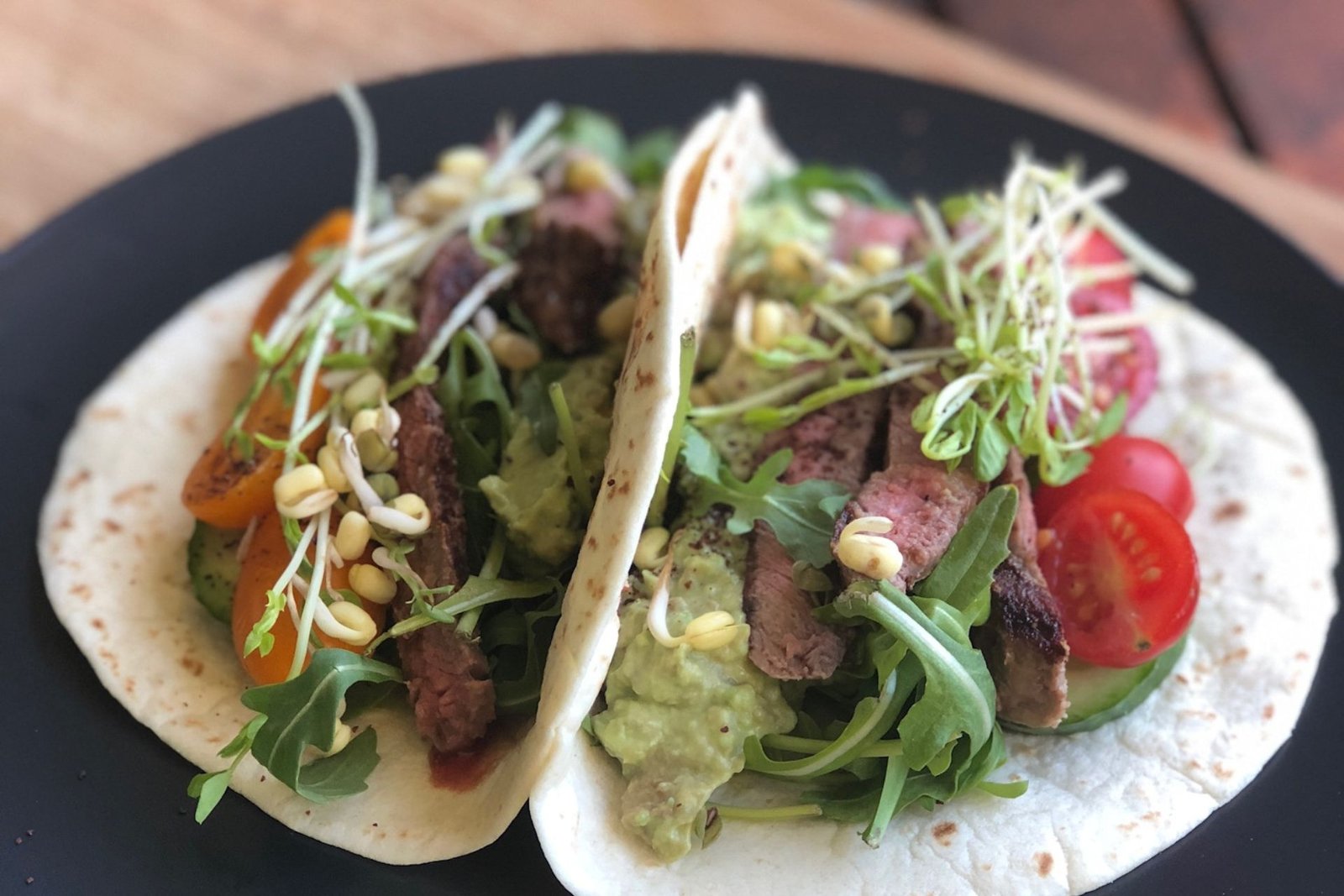 plate of homemade beef, soft tacos