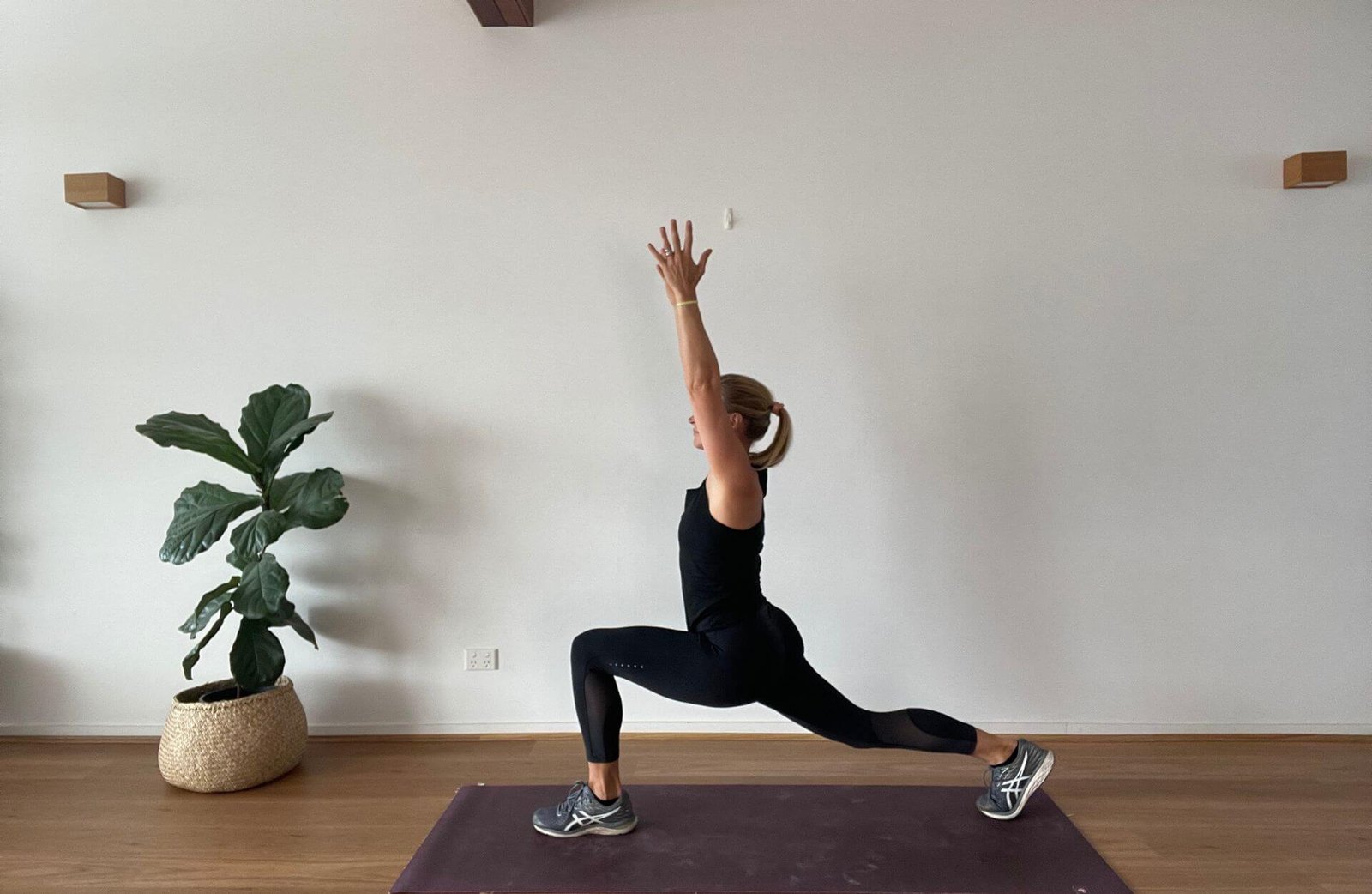 Anna doing deep lung with arms overhead