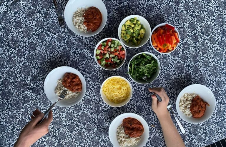 image of a table set with food and condiments