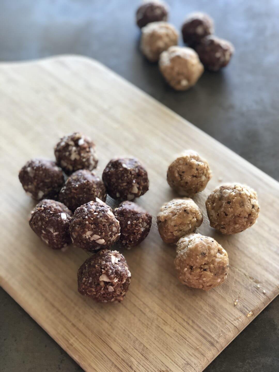 chocolate and vanilla bliss balls