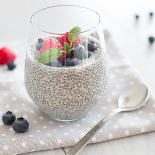 chia pudding with berries