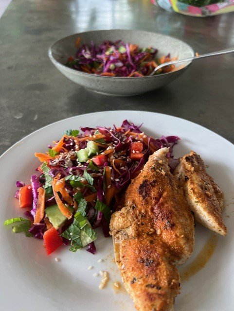 Mexi spiced chicken w rainbow slaw