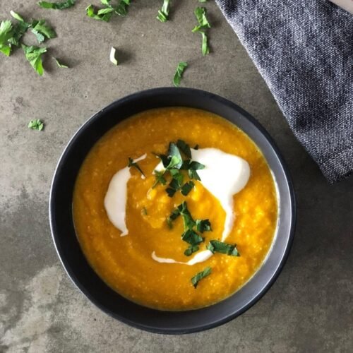 Pumpkin and red lentil soup