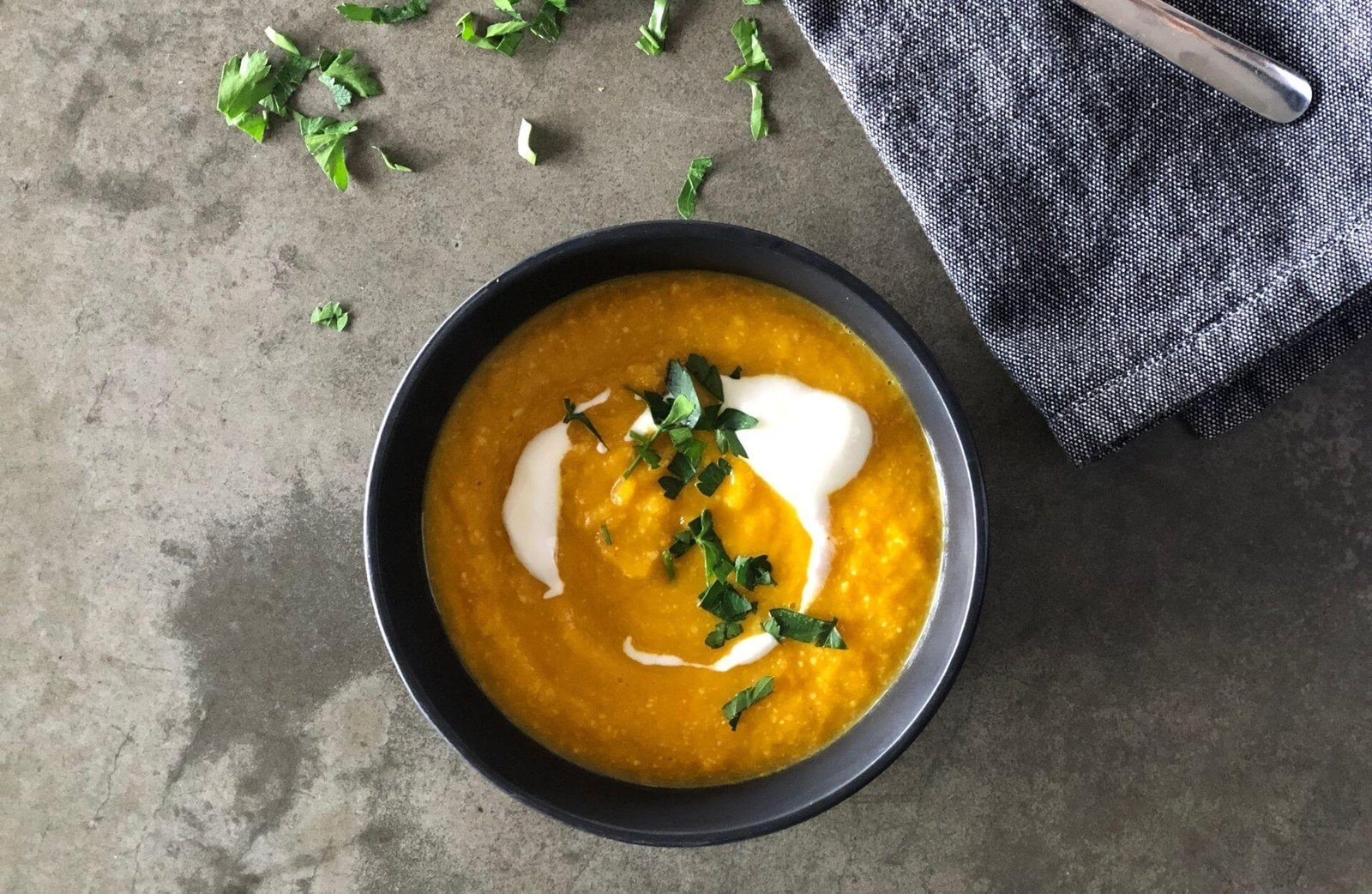 Pumpkin and red lentil soup